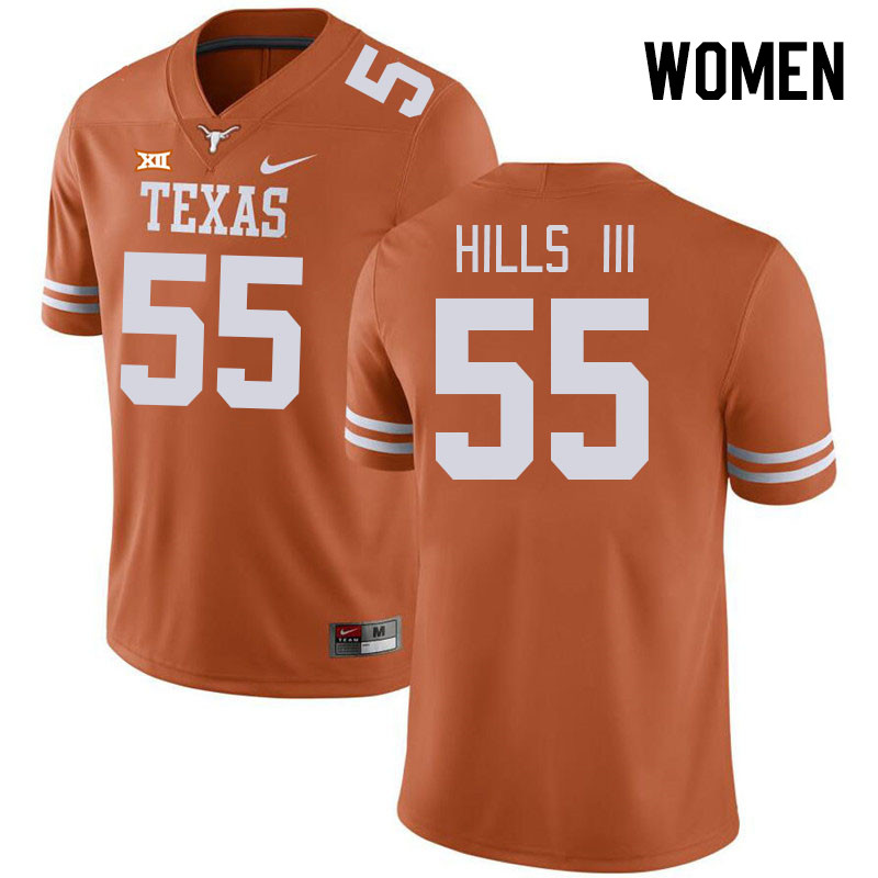 Women #55 Melvin Hills III Texas Longhorns College Football Jerseys Stitched-Orange